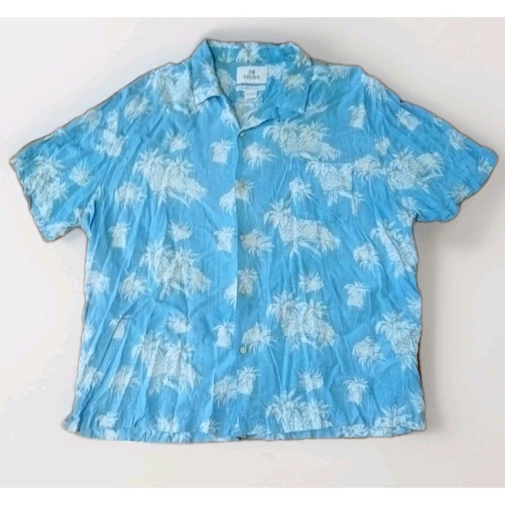 28 Palms Viscose Hawaiian Camp Shirt Blue Size XXL